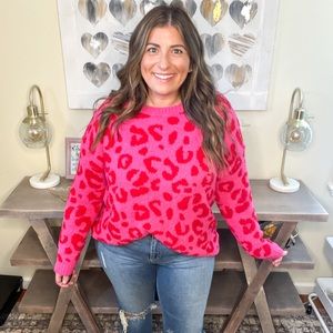 Pink/ Red Leopard Sweater